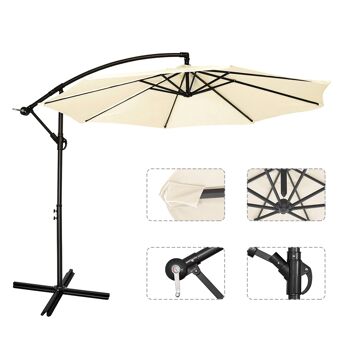 3M Jardin Banane Parasol Pare-Soleil Patio Parapluie Suspendu Cantilever Extérieur 2