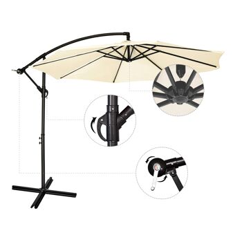 3M Jardin Banane Parasol Pare-Soleil Patio Parapluie Suspendu Cantilever Extérieur 3