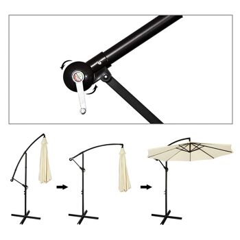 3M Jardin Banane Parasol Pare-Soleil Patio Parapluie Suspendu Cantilever Extérieur 4