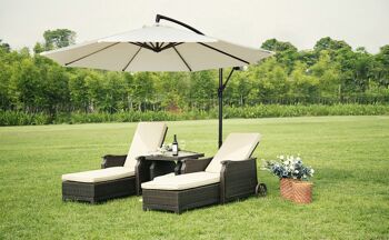 3M Jardin Banane Parasol Pare-Soleil Patio Parapluie Suspendu Cantilever Extérieur 5