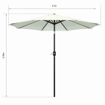 Parasol de 2,7 m, parasol de jardin, auvent extérieur, abat-jour inclinable avec manivelle, protection UV, convient pour l'extérieur, le jardin, la terrasse, la plage, beige 2