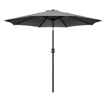 Parasol de 2,7 m, parasol de jardin, auvent extérieur, abat-jour inclinable avec manivelle, protection UV, convient pour l'extérieur, le jardin, la terrasse, la plage, gris 1