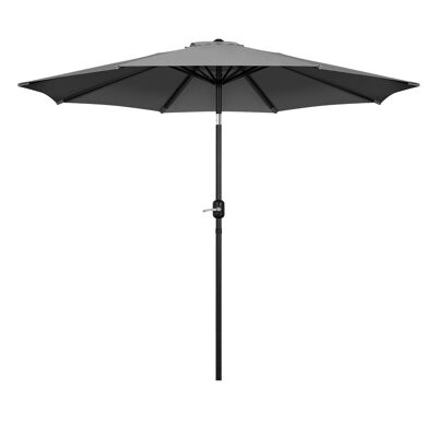 Parasol de 2,7 m, parasol de jardin, auvent extérieur, abat-jour inclinable avec manivelle, protection UV, convient pour l'extérieur, le jardin, la terrasse, la plage, gris