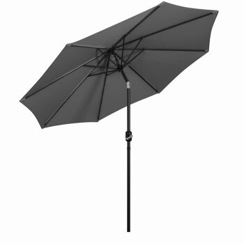 Parasol de 2,7 m, parasol de jardin, auvent extérieur, abat-jour inclinable avec manivelle, protection UV, convient pour l'extérieur, le jardin, la terrasse, la plage, gris 3
