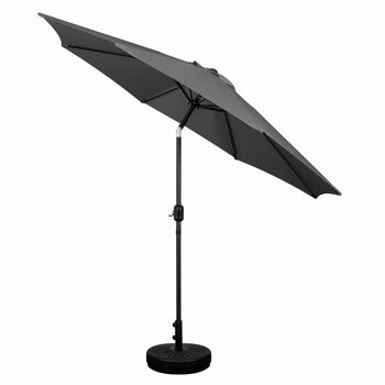 Parasol de 2,7 m, parasol de jardin, auvent extérieur, abat-jour inclinable avec manivelle, protection UV, convient pour l'extérieur, le jardin, la terrasse, la plage, gris 4