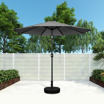 Parasol de 2,7 m, parasol de jardin, auvent extérieur, abat-jour inclinable avec manivelle, protection UV, convient pour l'extérieur, le jardin, la terrasse, la plage, gris 5