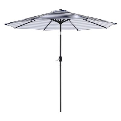 2.7m Parasol, Garden Umbrella Parasol, Canopy Outdoor, Parasol Tilting Shade with Crank, UV Protection, Suitable for Outdoor, Garden, Patio, Beach, Blue White