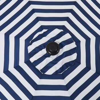 Parasol de 2,7 m, parasol de jardin, auvent extérieur, abat-jour inclinable avec manivelle, protection UV, convient pour l'extérieur, le jardin, la terrasse, la plage, bleu blanc 8