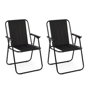 Chaise de camping, fauteuil pliant, chaise de plage confortable, chaise longue portable, 2 pièces, capacité de charge maximale de 90 kg (noir) 1