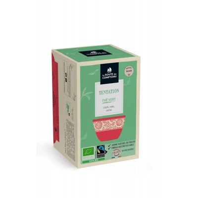 Thé Vert TENTATION - Rose, litchi, cerise - Infusettes fraicheur x 20