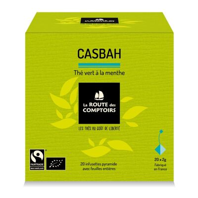 Tè verde CASBAH - Foglia di menta dolce - Bustine di tè Pyramid x 20