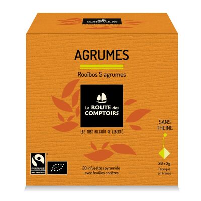 Rooibos AGRUMES - 5 agrumes - Infusettes Pyramides x 20