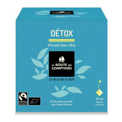 Wohlbefinden grüner Tee DETOX - Hibiskus, Mate, Zitrusfrüchte - Infusettes Pyramide x 20