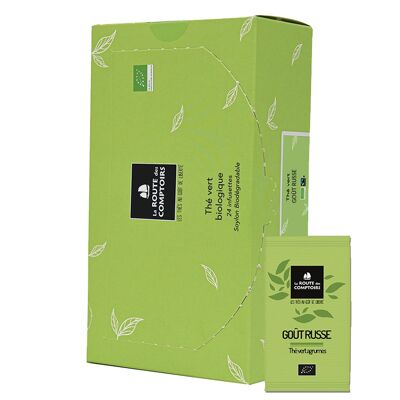 RUSSISCHER GESCHMACK Grüner Tee - Mit 4 Zitrusfrüchten - Überverpackter Spender mit 24 Pads