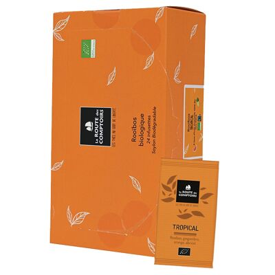 Rooibos TROPICAL - Gingembre, abricot, orange - Distributeur 24 Coussinets Sur-Emballés