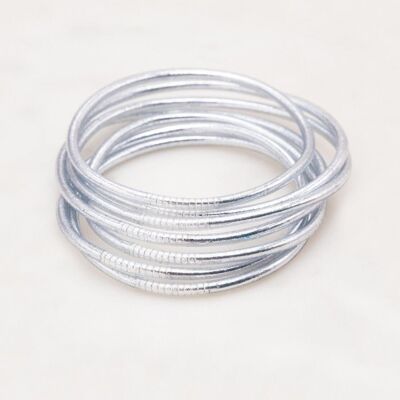 Brazalete fino budista sin mantra talla XS -Plata