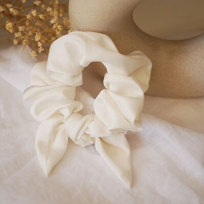 Raphaël Satin Schleife Scrunchie Off White