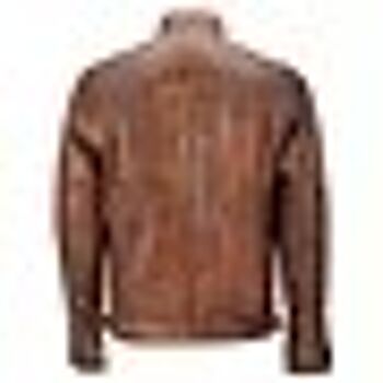Veste en cuir véritable pour homme Biker Noir et beige Vintage Retro Cafe Racer Neuf - Noir 4