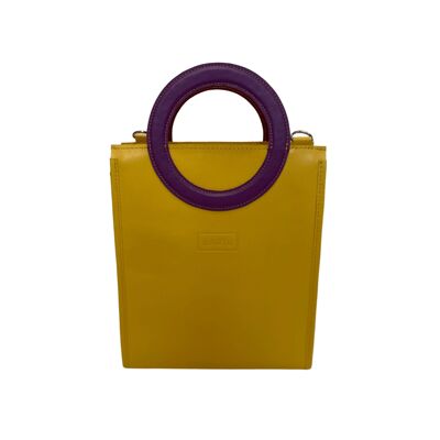 Handbag “Buttercup” – yellow/brown/purple details