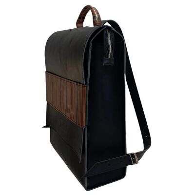 Backpack “Bilberry” for men – black/brown striped details