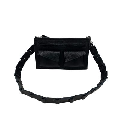 Cross body bag “Poppy” – black texturised