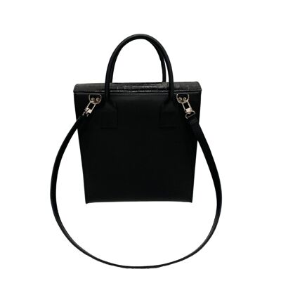Handbag “Chocolate” – black/black reptile details