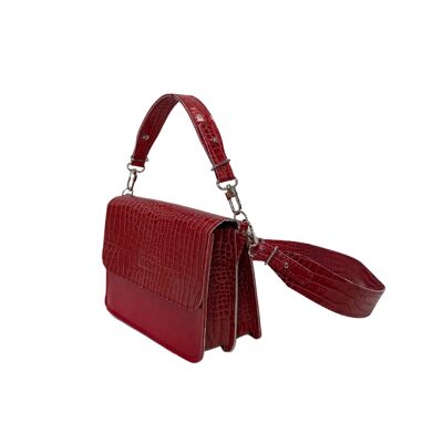 Handbag “Eucalyptus” – red reptile/red lacquered