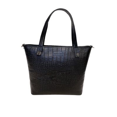 Handbag “Grapefruit” – black reptile leather