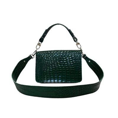 Handbag “Eucalyptus” – dark green/green reptile