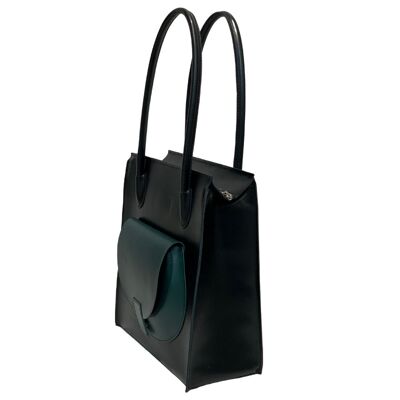Handbag ”Almond” medium – black/green