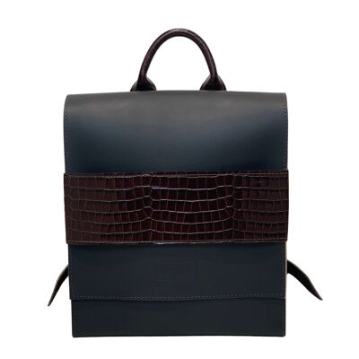 Backpack “Bilberry” – dark brown/brown reptile details