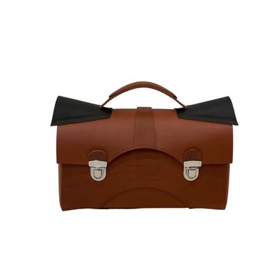 Handbag “Tarragon” with buckles – maroon/dark brown details