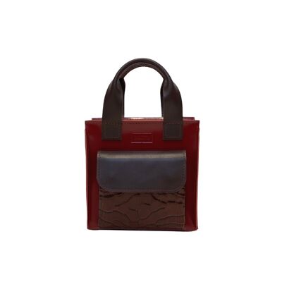 Handbag “Cumin” mini – burgundy/cherry reptile details