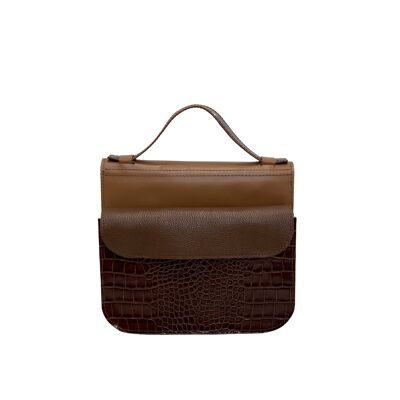 Handbag “Heath” – brown/brown reptile/texturised details