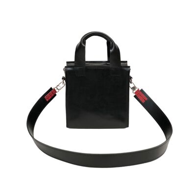 Handbag “Cumin” mini – black/red reptile details