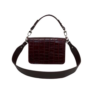 Handbag “Eucalyptus” – dark cherry/cherry reptile details