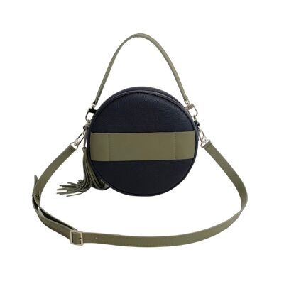 Cross body bag “Muscat” with handle – dark blue texturised/olive green