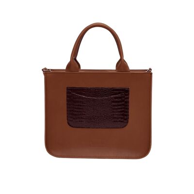 Handbag “Cacao” – brown/cherry details