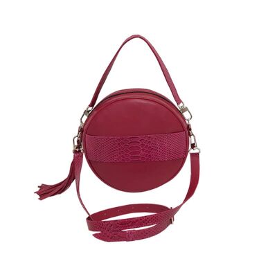 Cross body bag “Muscat” with handle – red/red snake details
