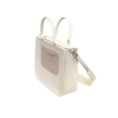 Handbag “Cacao” – white/creamy reptile