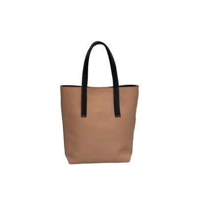 Tote bag “Mustard” – creamy/dark brown detail