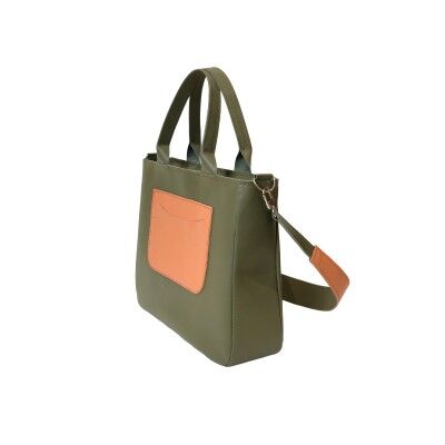 Handbag “Vanilla” – olive/orange details
