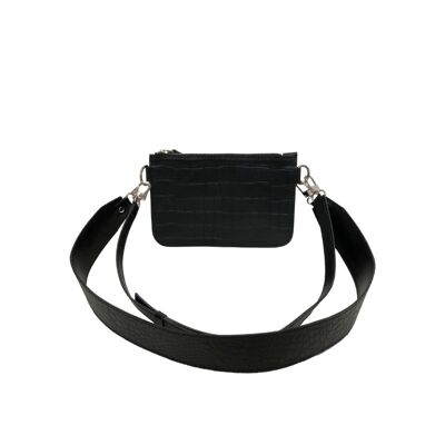 Mini bag “Marigold” – black/matte black reptile details