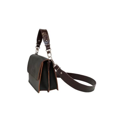 Handbag “Eucalyptus” – brown/brown reptile details