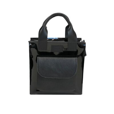 Handbag ”Cumin” medium – black lacquered/black texturised
