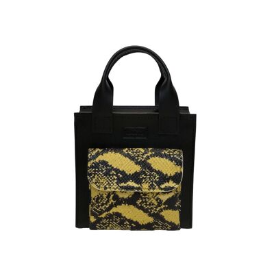 Handbag “Cumin” mini – black/yellow snake details