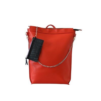 Collaboration x Simona Senkauskaite. Backpack “Ginger” – red, wallet “Caraway” – black/black reptile