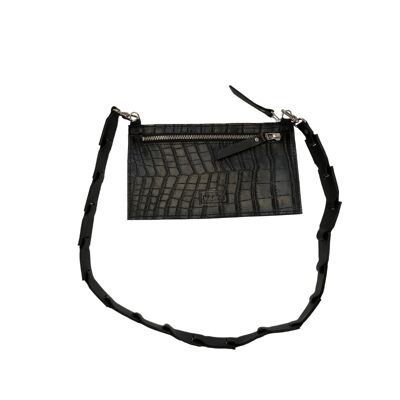 Cross body bag “Poppy” – black reptile