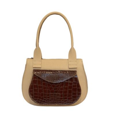 Shoulder bag “Turmeric” – creamy/brown reptile