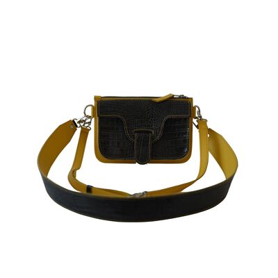Mini bag “Marigold” – yellow/grey reptile